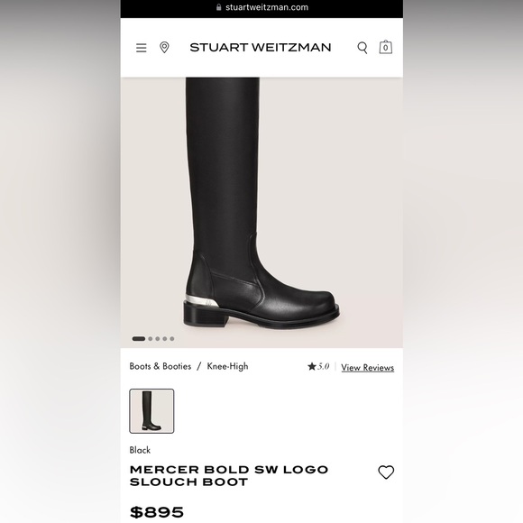 NIB Stuart Weitzman Mercer Bold Logo Slouch Black Boots Size 11 - Current Style - Picture 7 of 12
